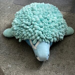 Blue Plush Turtle Pillow